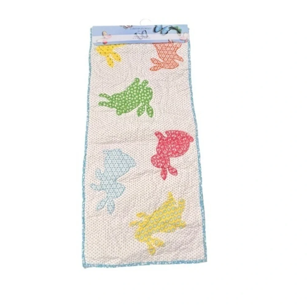 Cynthia Rowley Bunny Rabbit Table Runner 16” X 72” Reversible Quilted Spring NEW